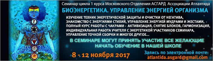 Семинар 1 курса "Биоэнергетика. Управление энергией организма", 8 - 12 ноября 2017 г.